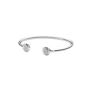 Pandora Silver Cz Logo Open Bangle Bracelet